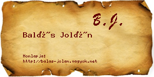 Balás Jolán névjegykártya